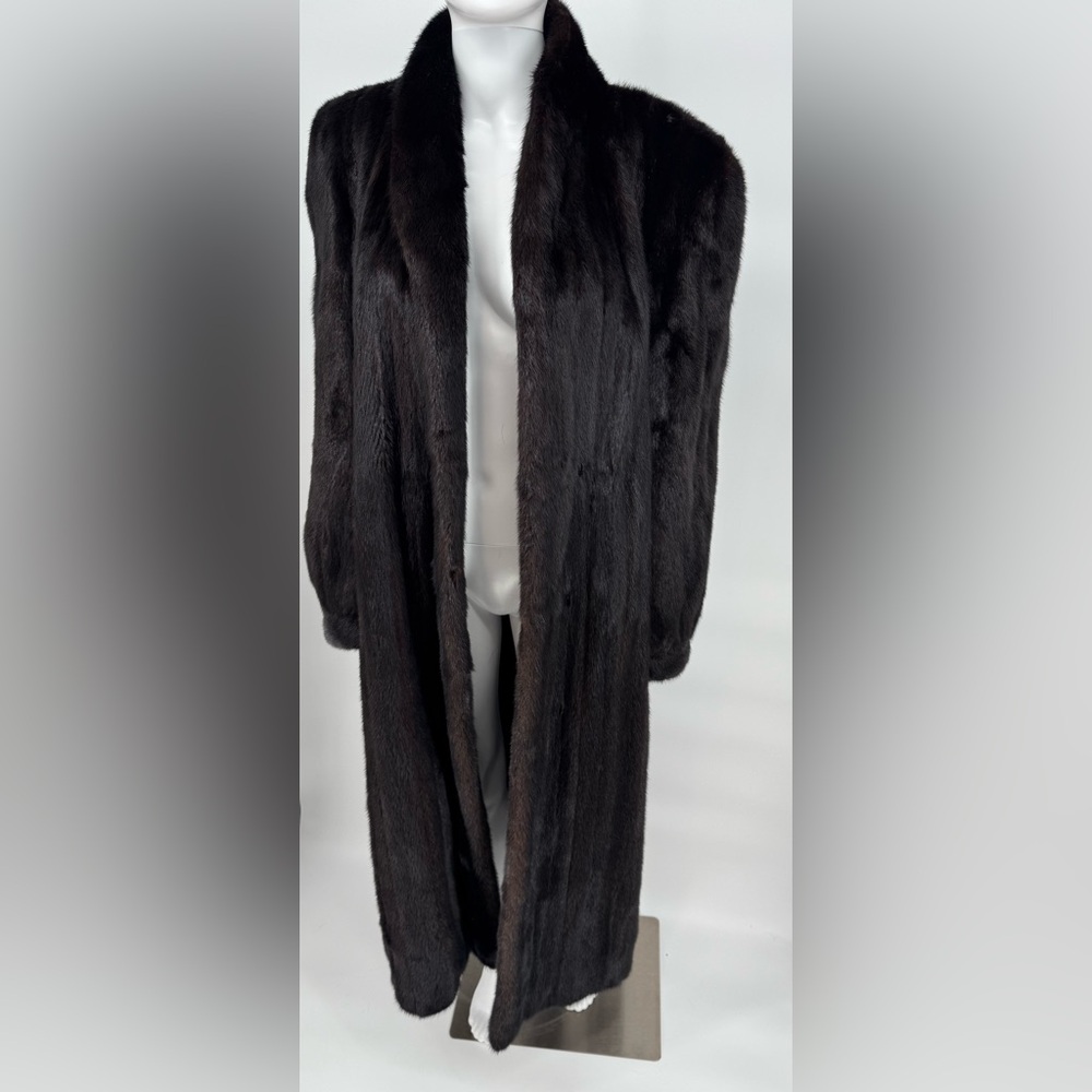 Nordstrom Dimond Black Mink Longline Lined Fur Coat - Picture 2 of 13